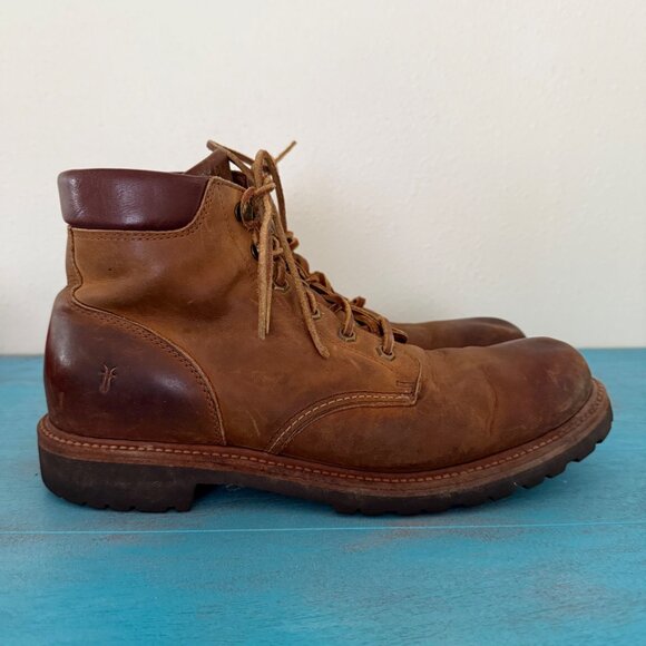 Frye Boots Dakota Plain Toe Brown Leather Mens Work Boot Size 10.5 - Picture 1 of 11